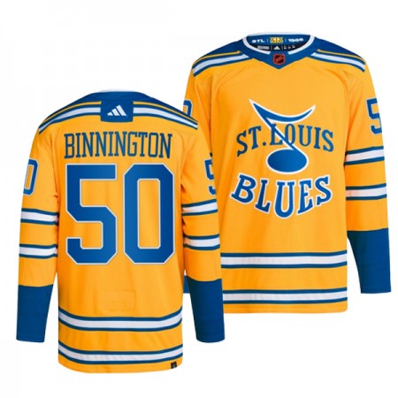 St. Louis Blues Hockeydrakt Binnington 50 2022-23 Gul Reverse Retro 2.0 Adidas Jordan Authentic - Herre